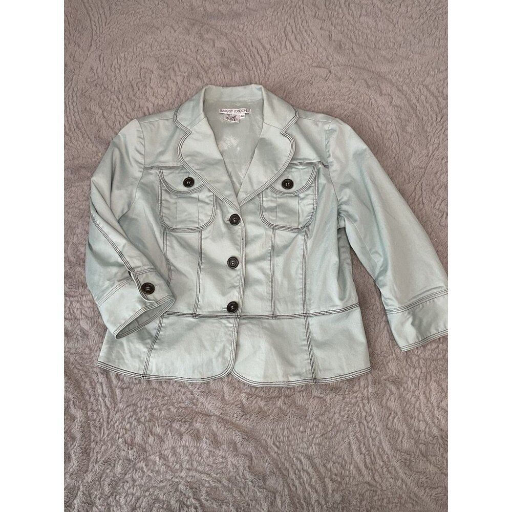 Maggy London Light Blue Button Up Blazer Women's Size 14